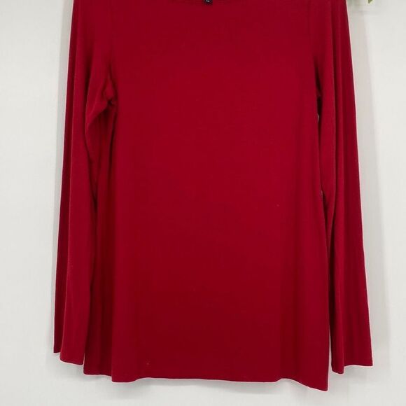 Eileen Fisher Round Neck Viscose Jersey Long Sleeve Tee Tunic Top Red Small - Picture 4 of 11